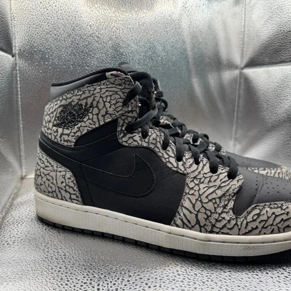 Size 13 Air Jordan 1 Retro High‎ Black Elephant Men's Sneaker Shoes 839115-013